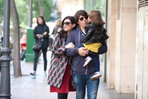 Laura Pausini and family in Madrid